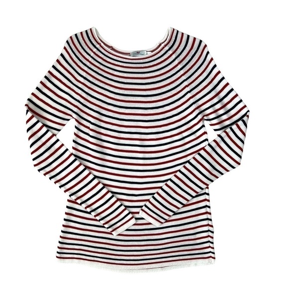 Vineyard Vines Coastal Red White Blue Stripe Boatneck Pull On Knit Sweater Small - Picture 9 of 12